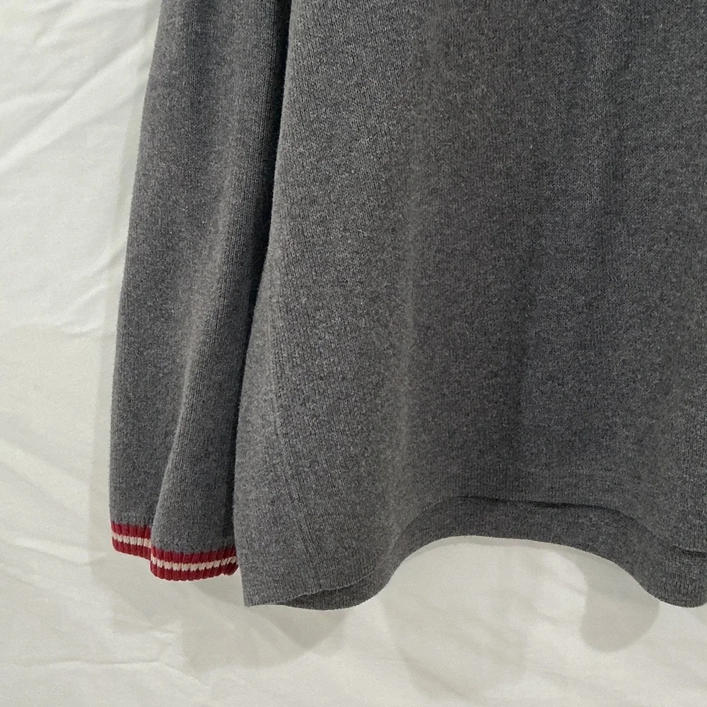 J. Crew Charcoal Sweater with Red Trim - Picture 4 of 7